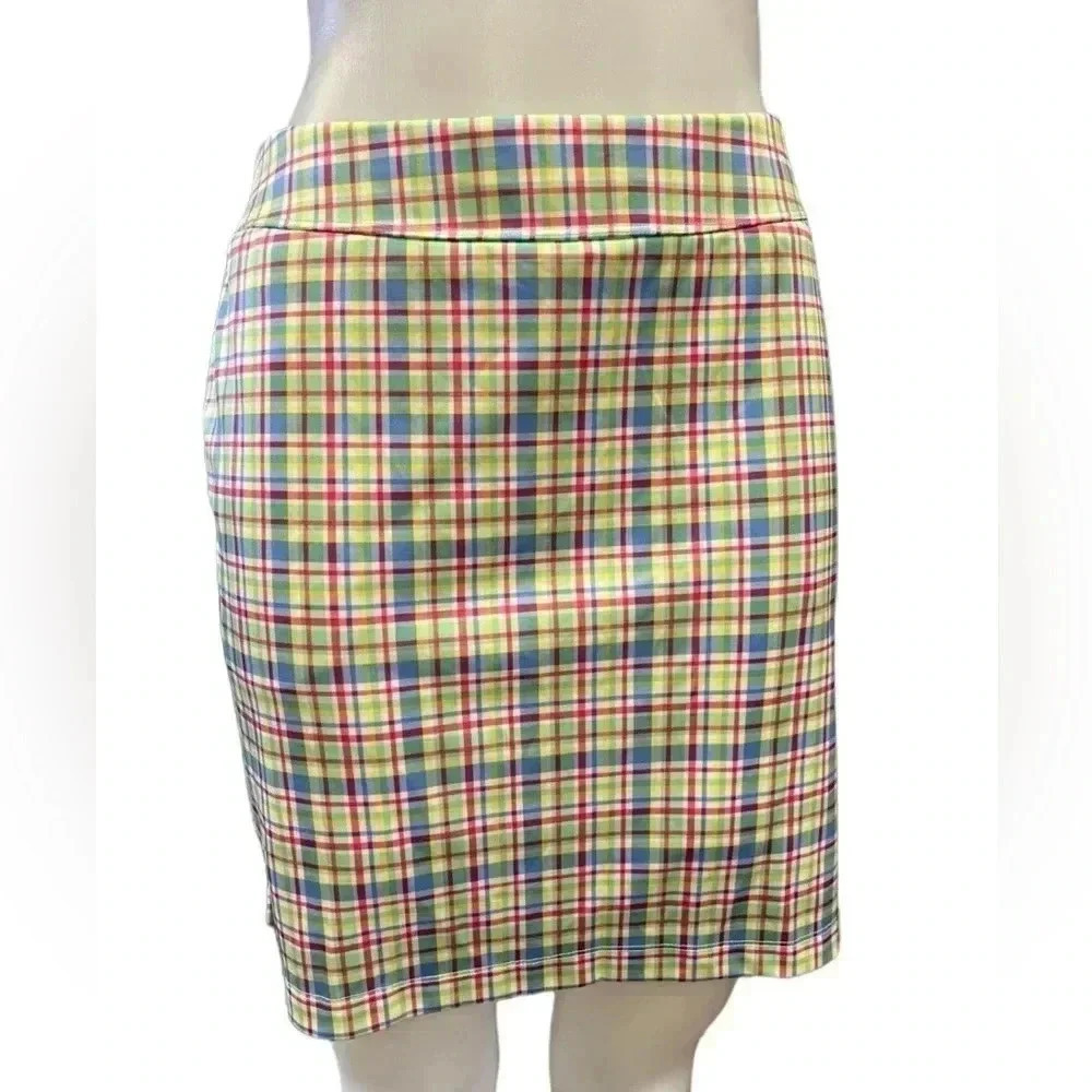Greg Norman Yellow Plaid Golf Athletic Skort Size Large